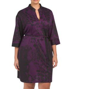 N Natori Mandarin Collar Animal Print Dress